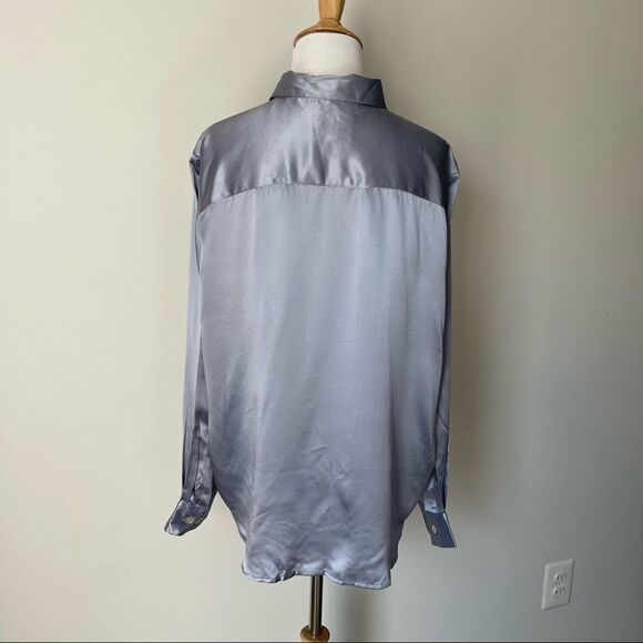 Chelsea Cambell Petites 100% Silk Button Down Blouse - Picture 2 of 5